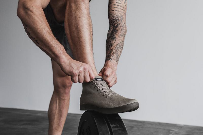 Nobull Fallen Rock Espresso Canvas Mid Men's Trainers Dark / Grey | USA Q1505M